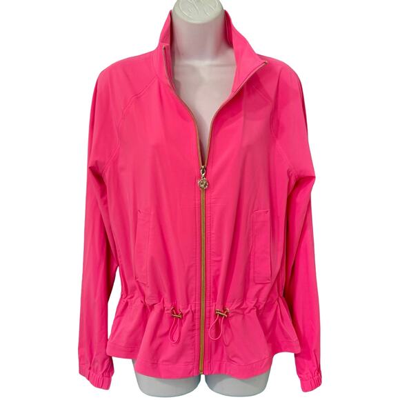 Lilly Pulitzer Luxletic Roxie Pink Islanna UPF 50+ Performance Jacket size S NEW - Picture 2 of 14